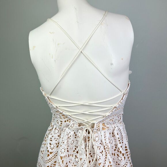 NWT Chicwish Moonlit Night Cross Back Crochet Cami Dress White Lined Bridal S - Picture 7 of 15